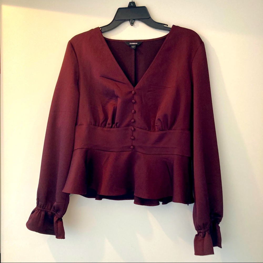 Express Maroon Longsleeve date night top